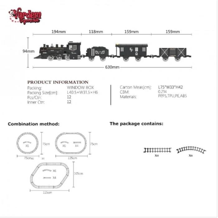Timion FF-1603C-4C IŞIKLI VE SESLİ BUHARLI TREN SETİ -VRD