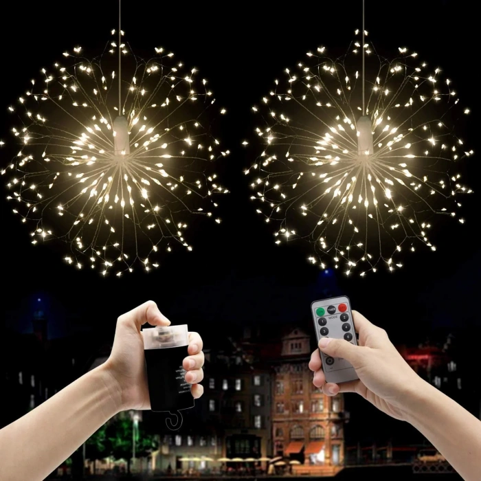 Timion Fişli Asılı Havai Fişek Işıkları 120 Led Ampul Bakır Tel Şerit Işık (5148)