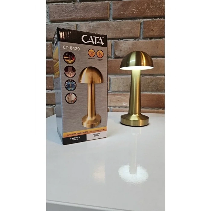 Timion Gold Mantar Lamba Ct-8429 Lizbon 3 Renk Şarjlı Masa Lambası (5148)