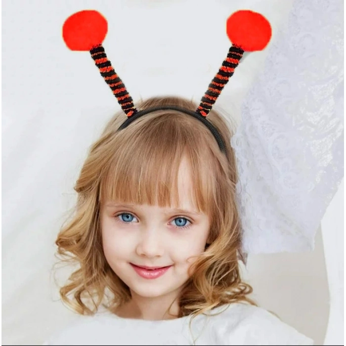 Timion Gösteriler İçin Kırmızı Ponponlu Mega Uğur Böceği Taç 25x11 cm (5148)