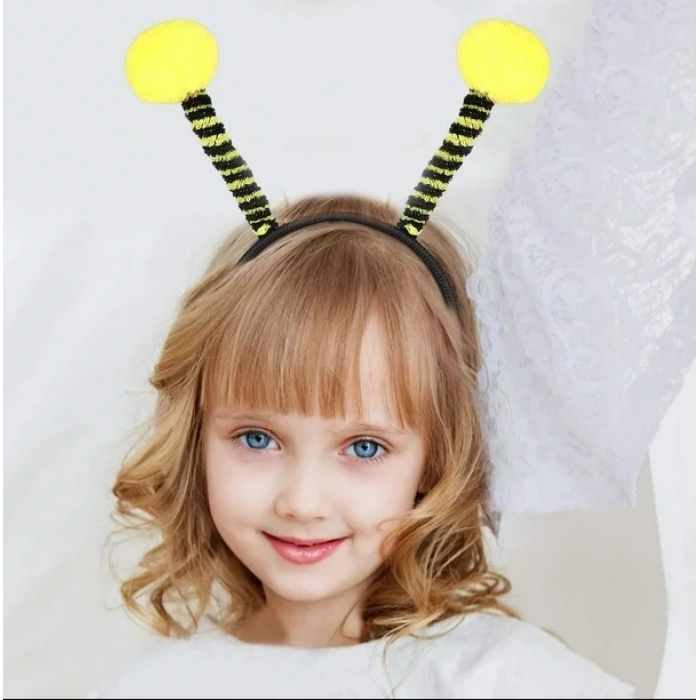 Timion Gösteriler İçin Sarı Ponponlu Mega Arı Taç Arı Maya Tacı 25x11 cm (5148)