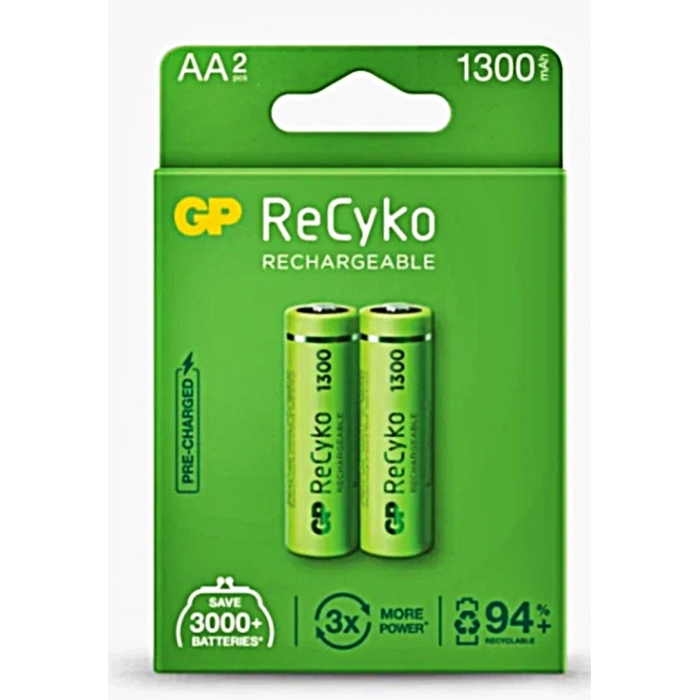 Timion GP RECYKO 1300mAh AA ŞARJLI KALEM PİL 132C133  2Lİ KART (5148)