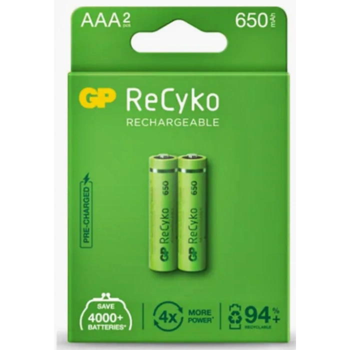 Timion GP RECYKO 650mAh AAA ŞARJLI İNCE PİL 63C092  2Lİ KART (5148)