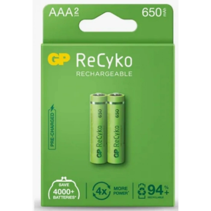 Timion GP RECYKO 650mAh AAA ŞARJLI İNCE PİL 63C092  2Lİ KART (5148)