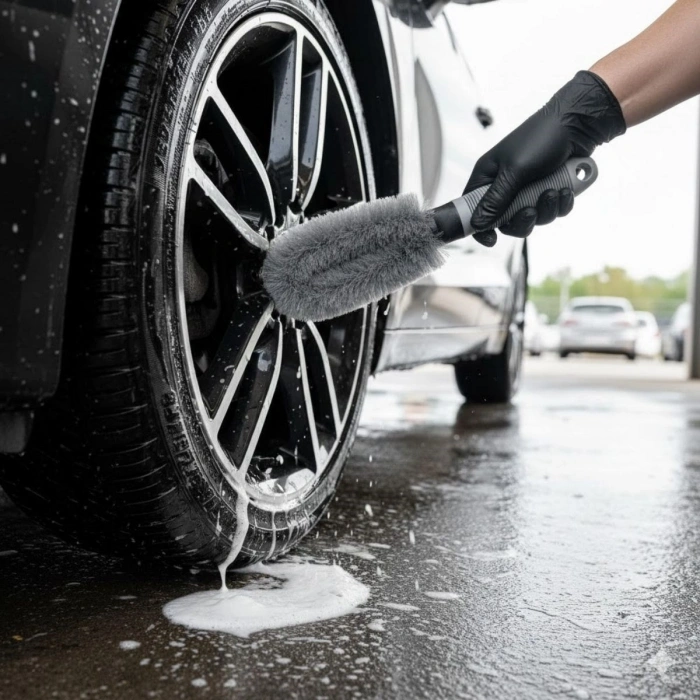 Timion Gri Oto Jant Temizleme Fırçası – Ergonomik Saplı, Lastik ve Jant Detay Temizliği İçin Güçlü Kıllı Fırça (5148)