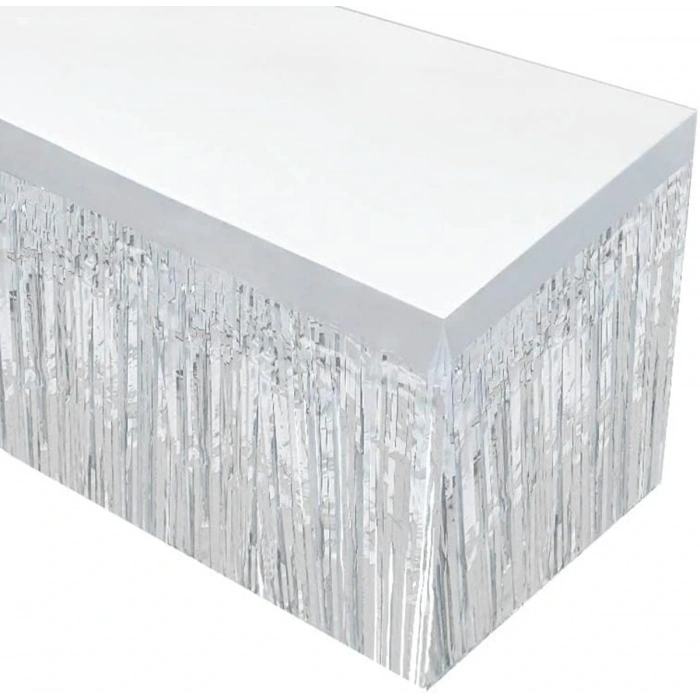 Timion Gümüş Metalize Masa Eteği 275x75 cm – Kendinden Yapışkanlı (5148)