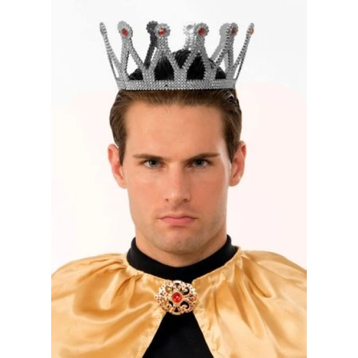 Timion Gümüş Renk Çocuk ve Yetişkin Uyumlu Kral Tacı (5148)