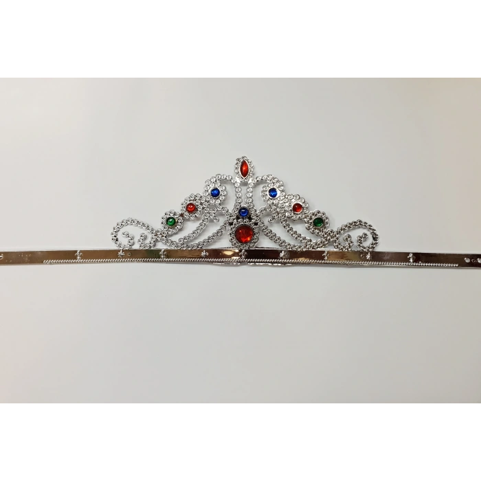 Timion Gümüş Renk Plastik Prenses Tacı Kraliçe Tacı 60 cm (5148)