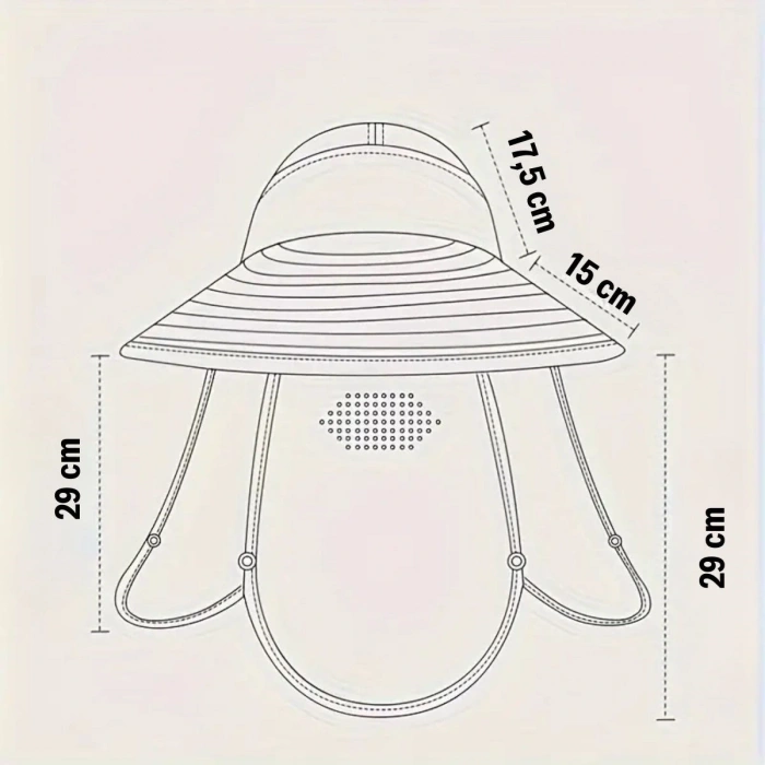 Timion Güneş Koruyuculu Nefes Alabilen Maskeli ve Boyun Kapaklı Geniş Kenarlı Balıkçı Şapkası (5148)
