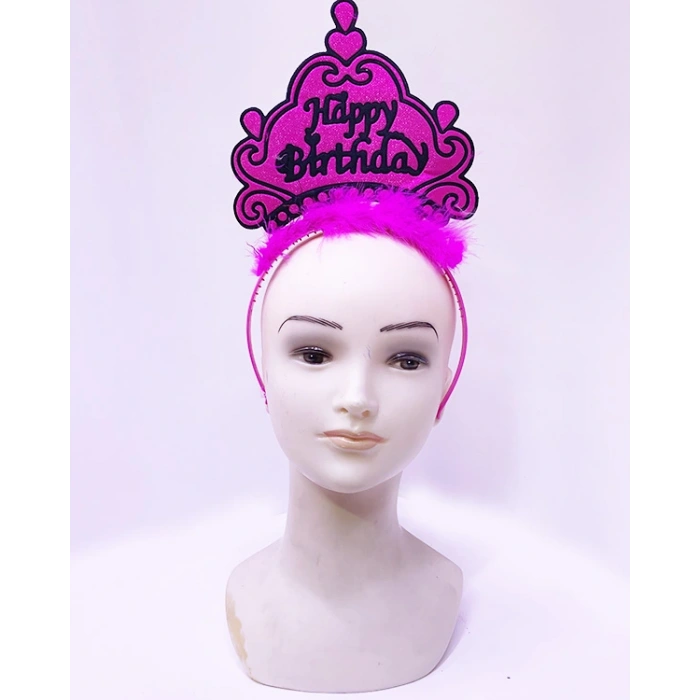 Timion Happy Birthday Neon Fuşya Renk Doğum Günü Tacı 24x15 cm (5148)