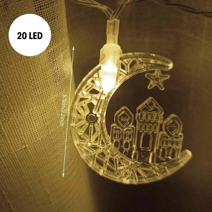 Timion Hilal Ve Cami Şekilli 3.5 Metre Usb Led Işık – 20 Led’li Dekoratif Ramazan Dekorasyonu Ve Ortam Aydınlatması (5148)