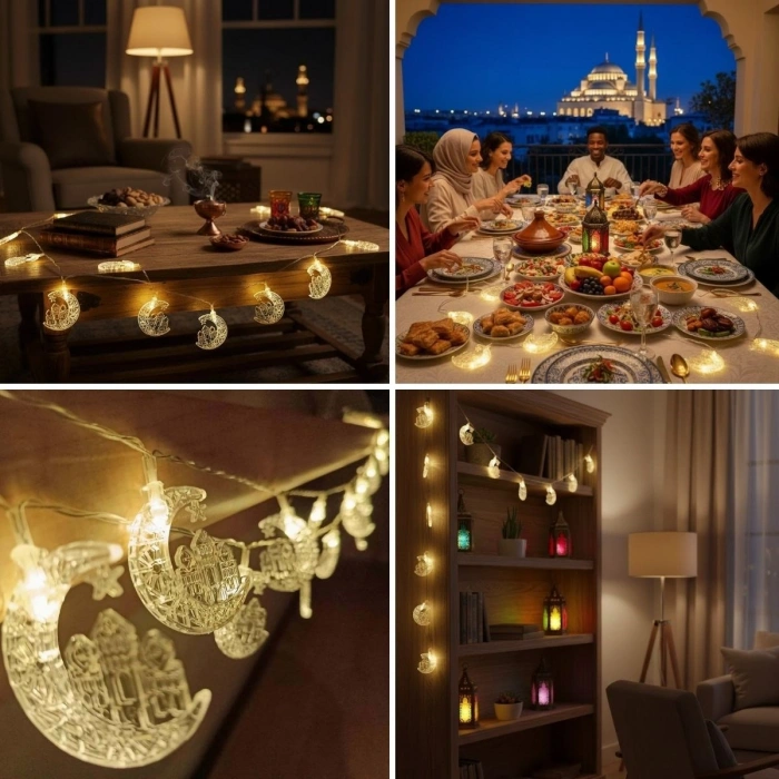 Timion Hilal Ve Cami Şekilli 3.5 Metre Usb Led Işık – 20 Led’li Dekoratif Ramazan Dekorasyonu Ve Ortam Aydınlatması (5148)