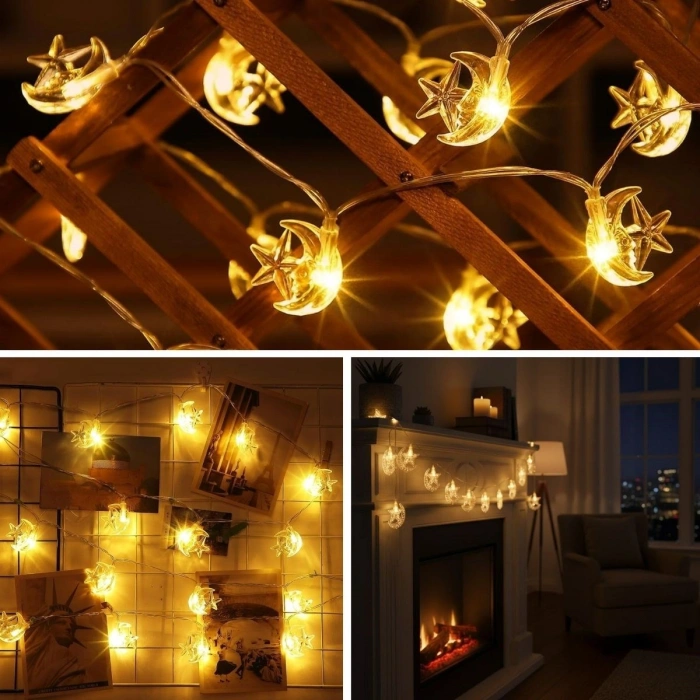 Timion Hilal Ve Yıldız Şekilli 3.5 Metre Usb Led Işık – 20 Led’li Dekoratif Ramazan Dekorasyonu Ve Ortam Aydınlatması (5148)