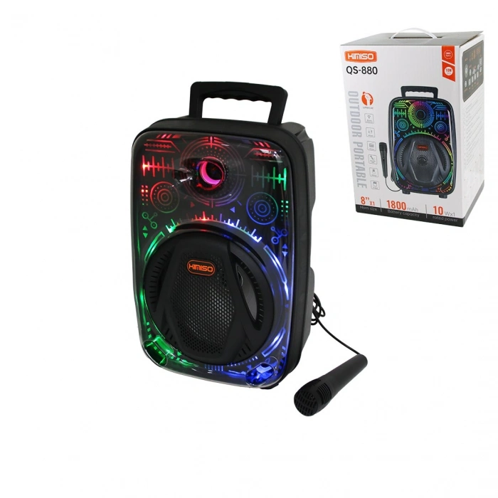 Timion Karaoke Mikrofonlu Wireless Hoparlör - Speaker Fm Radıo Işıklı Usb Şarjlı 10w - Tf - Aux 1x8 Inch Pl-4657 (5148)