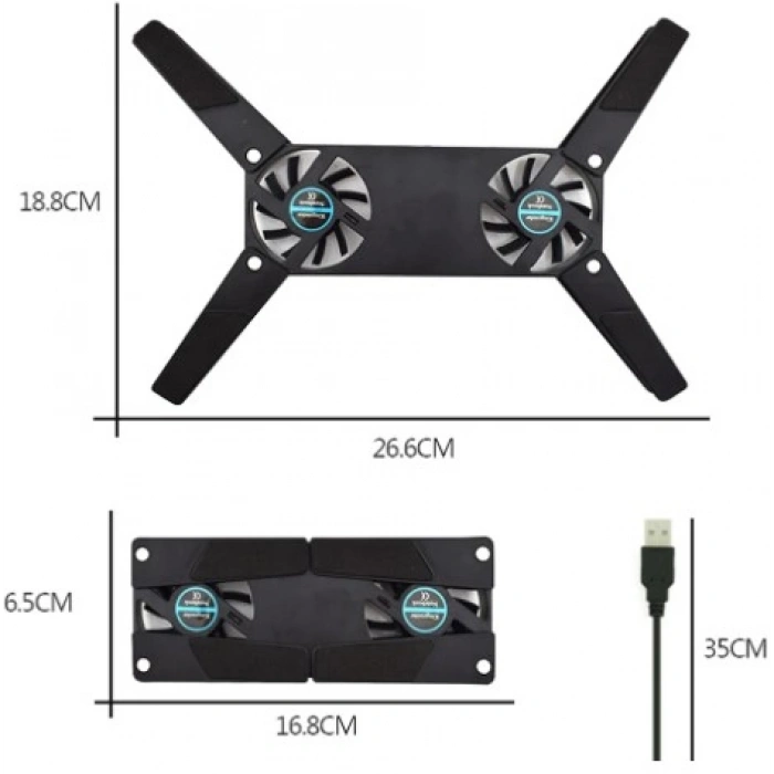 Timion Katlanabilir Laptop Soğutucu 2 fanlı