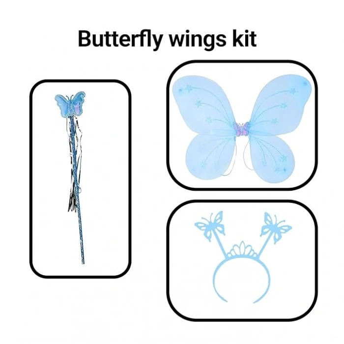 Timion Kelebek Kanadı Tacı Asası Mavi Renk (5148)