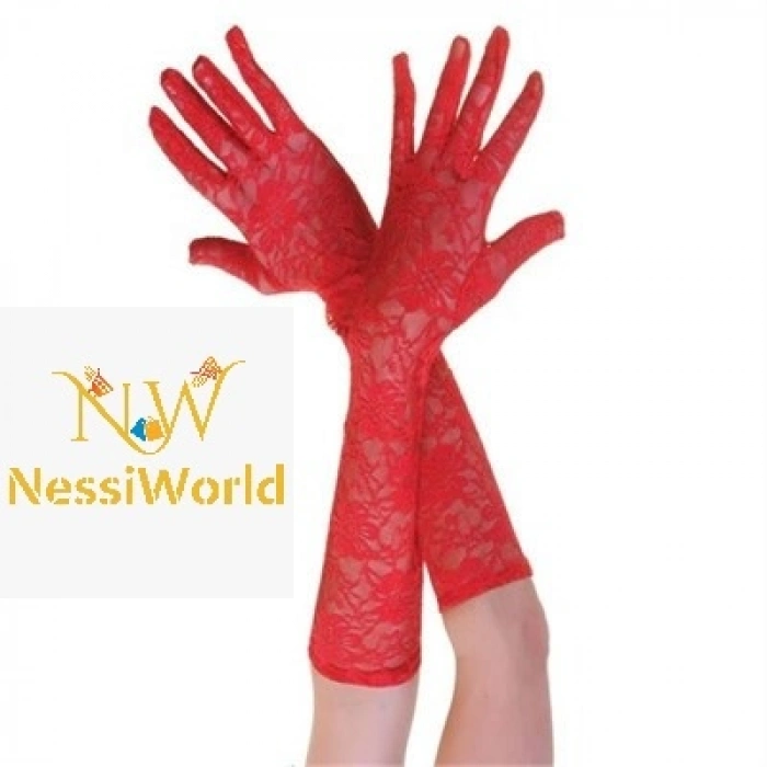 Timion Kırmızı Renk Orta Boy Dantelli Eldiven