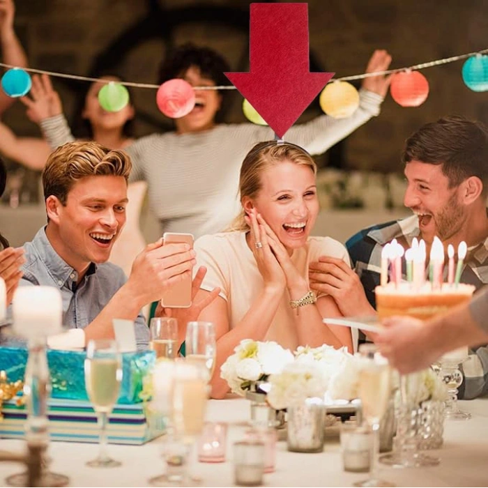 Timion Kişiselleştirilebilir Ok Taç – Üzerine Yazı Yazılabilen Parti Tacı Kırmızı Renk (5148)