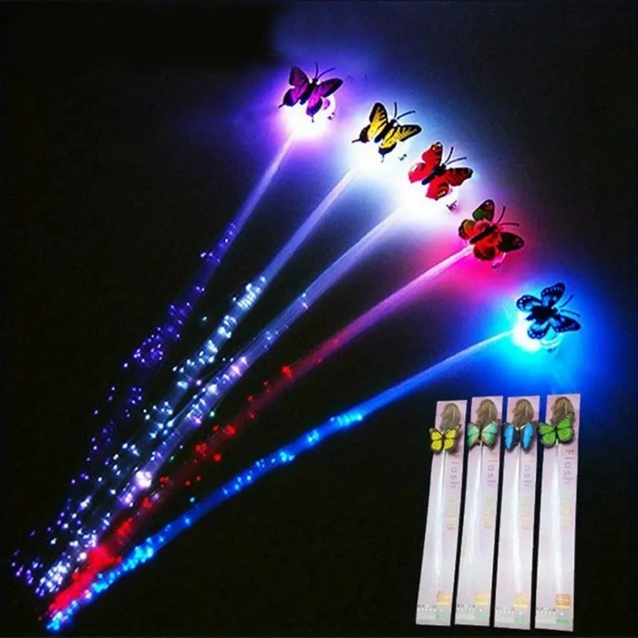 Timion Led Fiber Optik Işıklı Kelebek Saç Klipsi 1 Adet (5148)