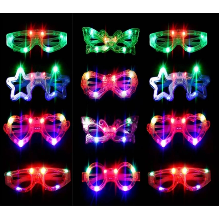 Timion Led Işıklı Karışık 6 Model Yanar Söner Parti Gözlüğü 12 Adet (5148)