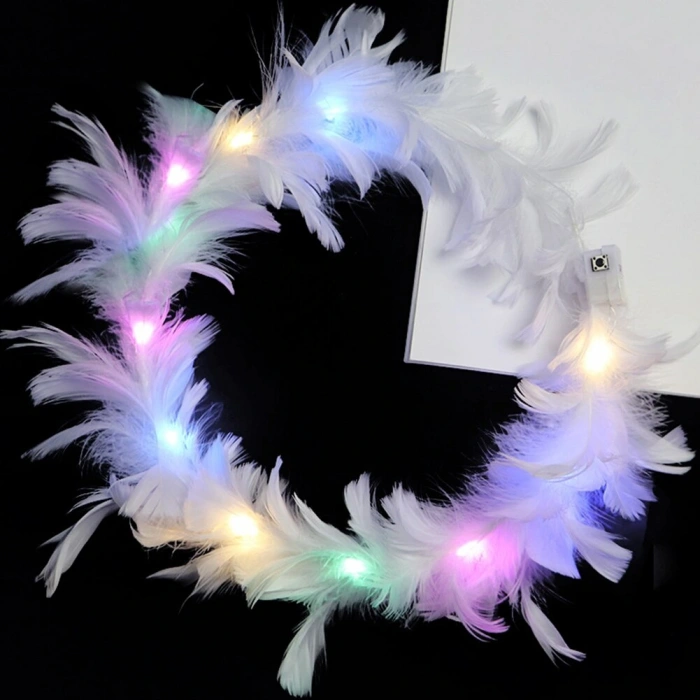 Timion Led Işıklı Rengarenk Yanan 3 Fonksiyonlu Otrişli Parti Tacı Beyaz Renk 12x12 cm (5148)