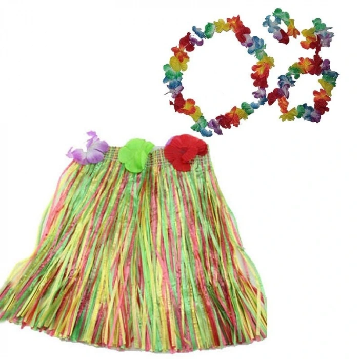 Timion Luau Aloha Hawaii  Kolye Etek Taç ve Bileklik Seti (5148)