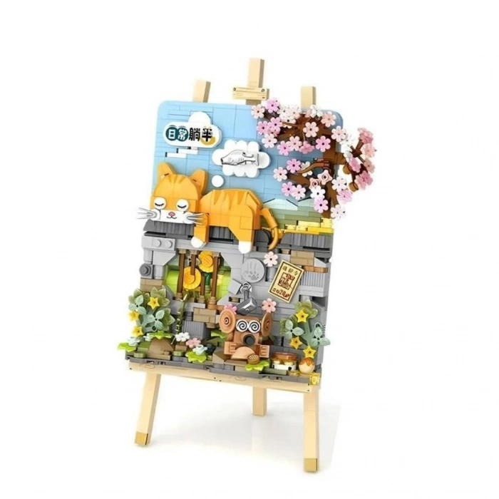 Timion LZ1386 LOZ  YATAN KEDİ AHŞAP BOYAMA   BLOCK OYUNCAK 787 PARÇA