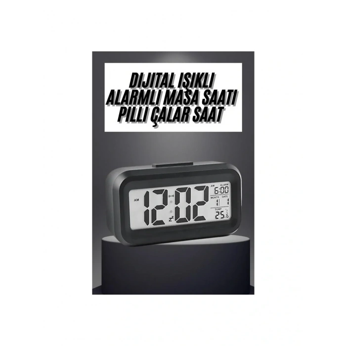 Timion Masaüstü Saat Takvim Termometre Beyaz Siyah (5148)