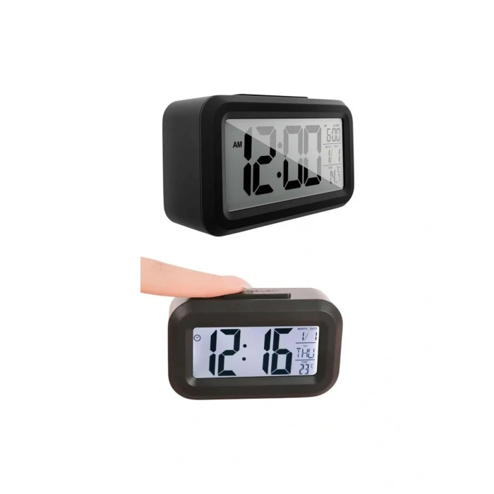 Timion Masaüstü Saat Takvim Termometre Beyaz Siyah (5148)