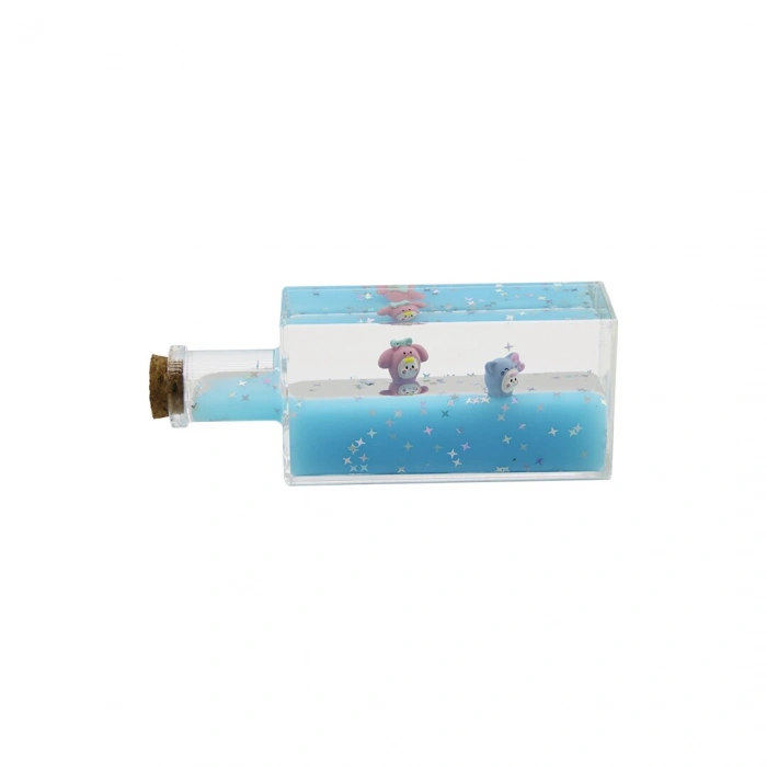 Timion Mavi Su Hayvan - Yıldız Dikdörtgen Mika Şişe Yüzen Batmayan Dekoratif Biblo Akvaryum4.2x6.4x17cm (5148)