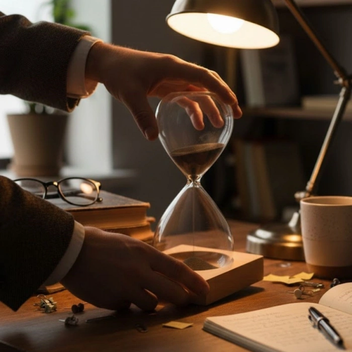 Timion Mıknatıslı Cam Kum Saati – Dekoratif Metal Tabanlı, Manyetik Kum Akışlı Masaüstü Zaman Ölçer (5148)