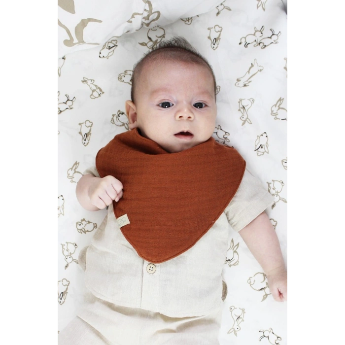 Timion Müslin Fular Önlük 3Lü 60102 Kiremit Bej Hardal