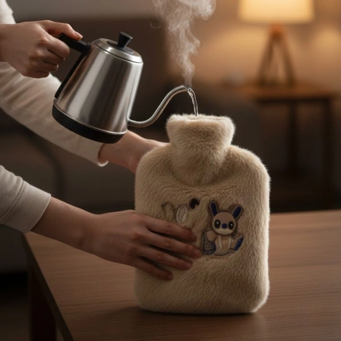 Timion Mutlu Robot Hayvan Figürlü Peluş Sıcak Su Torbası 1 Lt – Yumuşak Kılıf, Uzun Süre Sıcak Tutan Termal Su Torbası (5148)