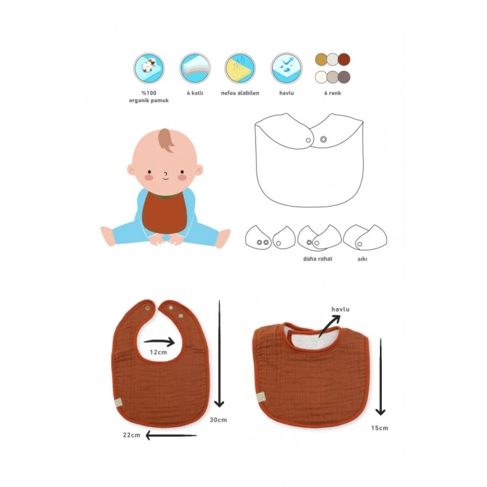 Timion NessiWorld Müslin Önlük 3Lü 60101 Taş Ekru Antrasit