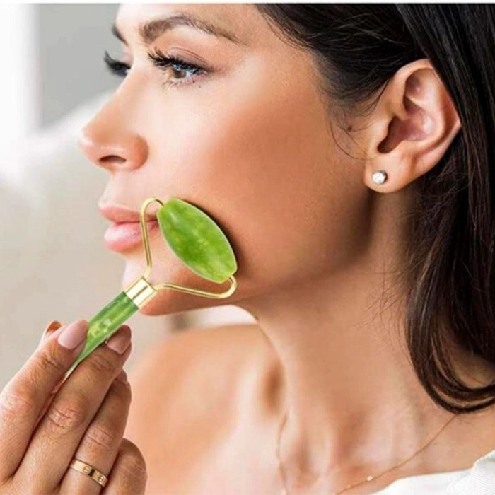 Timion Özel Süngerli Kutusunda Kırılmaz Çift Taraflı 2li Cilt Yüz Masaj Aleti Jade Roller Yeşim Taşı (5148)