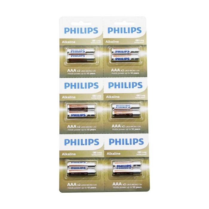 Timion PHILIPS  ALKALİNE İNCE - AAA - 1.5V  PİL  12PCS= 2Lİ X 6 (5148)