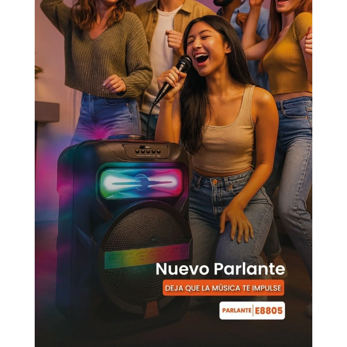 Timion Platoon Pl-4361 Bt Usb Sd Aux 8 İnç Mikrofonlu Anfi Yüksek Ses Taşınabilir Rgb Işıklı Hoparlör (5148)