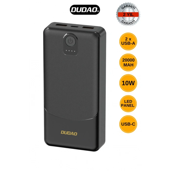 Timion Powerbank Dudao K10Pro 2.4A 20000mAh 2 x USB-A - Siyah (5148)
