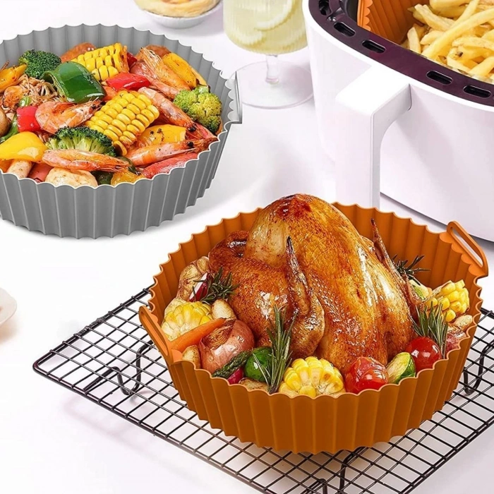 Timion Renkli Isıya Dayanıklı Yıkanılabilir Silikon Fırın Ve Airfryer Yuvarlak Model Pişirme Matı 20 Cm (5148)