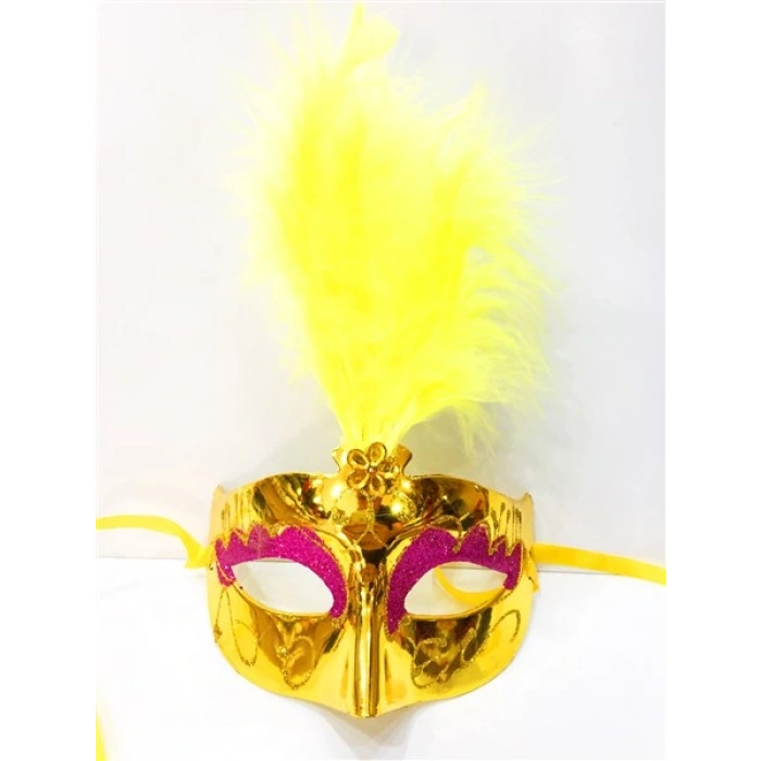 Timion Renkli Tüylü Venedik Parti Maskesi Karışık Renk 12 Adet (5148)