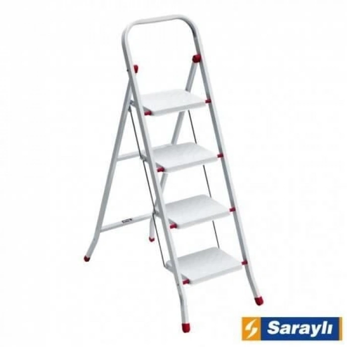 Timion Saraylı Pratik Metal Merdiven Beyaz 4 Basamaklı