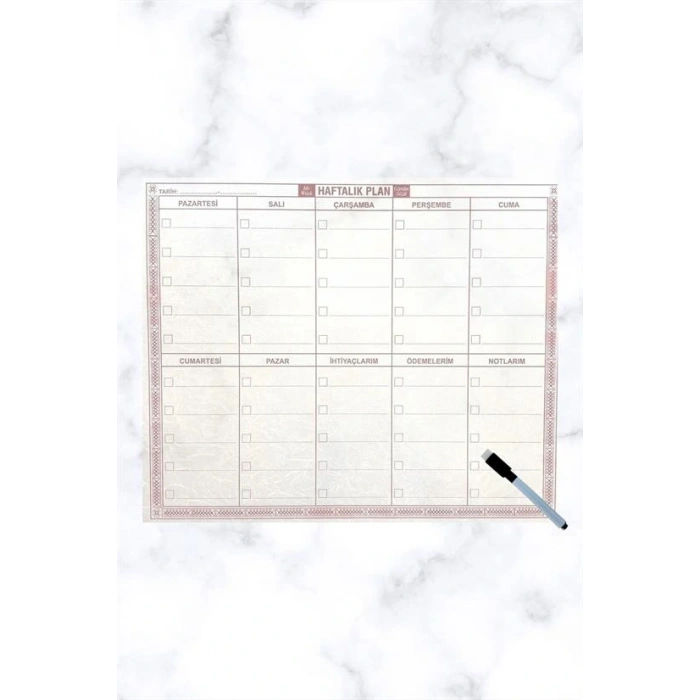 Timion Şeffaf Kendiliğinden Yapışkanlı Kalemli Haftalık Planlayıcı 40cm-50cm (5148)