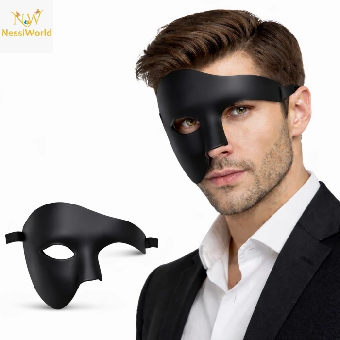 Timion Siyah Yarım Erkek Maske – Phantom Parti & Balo Maskesi