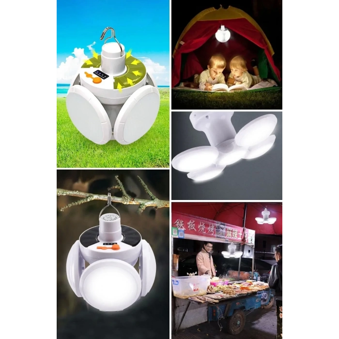 Timion Solar Güneş Enerji Ve Usb Sarjlı 5 Kanatlı Led Lamba (5148)