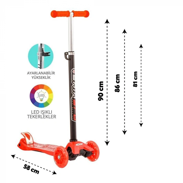Timion Torutoys Kırmızı Twist Işıklı Scooter Kırmızı