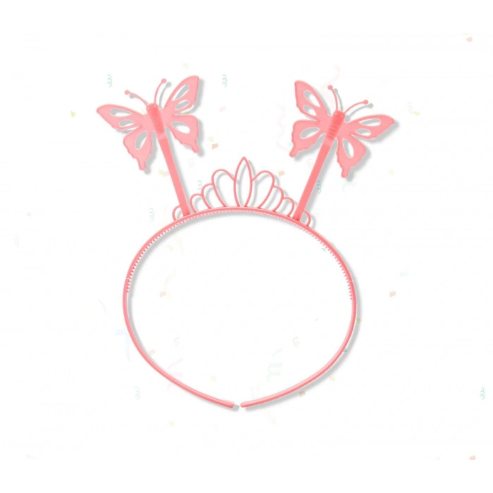 Timion Toz Pembe Renk Kelebek Kanadı Tacı ve Sopası 50x37 cm (5148)