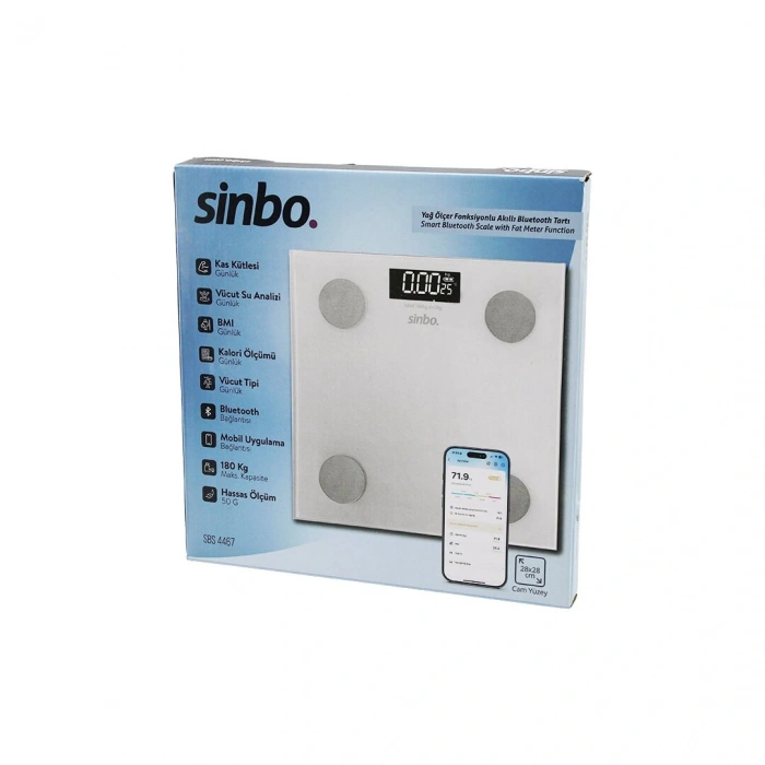 Timion YAĞ ÖLÇERAKILLI BLUETOOTH CAM BASKÜL PİLLİ 180KG/50GR 28X28CM 8-KİŞİ HAFIZA LCD EKRAN GÖSTERGE SBS-4467 (5148)