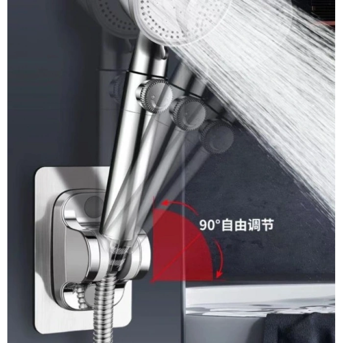 Timion Yapışkanlı Duş Başlığı Tutucu Ayarlı Siyah (5148)