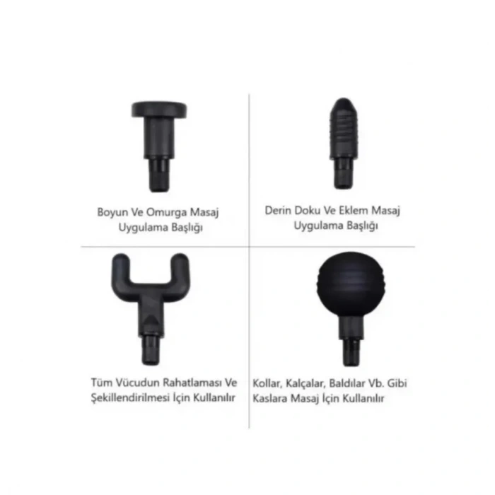 Timion Yeni Nesil Darbeli Titreşimli Şarjlı Sporcu Masaj Tabancası 4 Başlıklı LC-002 (5148)