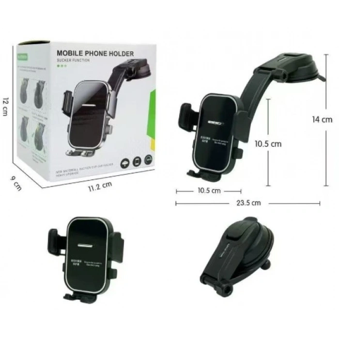 Torpido Üstü Vakumlu Araç Telefon Tutucu  Ayarlanabilir Uzun Kollu CM-393